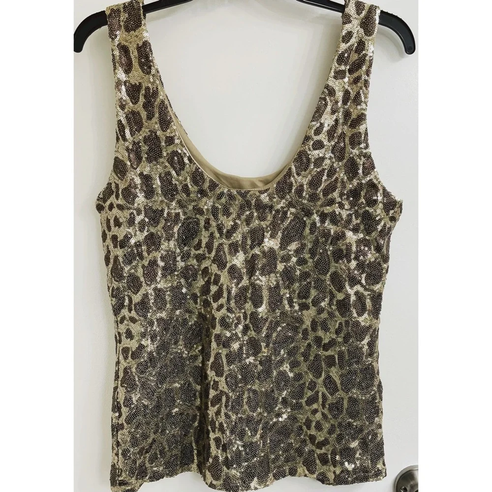 Minimi Leopard Sequins Embellished Tank Top XL - Picture 4 of 4